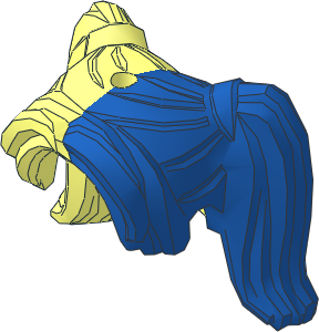 Minifig Hair Female Pigtails High, Long Bangs, Hole on Top with Blue Left Half Pattern