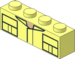 Brick  1 x  4 with Jacket and  2 Pockets Pattern