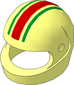 Minifig Helmet Standard with 1 Red and 2 Green Stripes Pattern