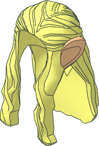 Minifig Hair Long Wavy with Braid and Light Nougat Elf Ears Pattern