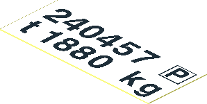 Sticker  0.8 x  1.9 with "240457 P" and "t 1880 kg" on White Background