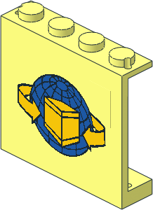 Panel  1 x  4 x  3 with Blue Globe, Yellow Box and Curved Arrows Sticker