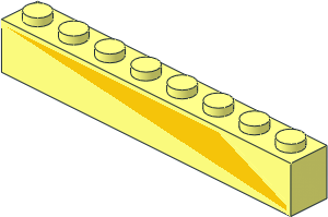 Brick  1 x  8 with Yellow Triangle Left Sticker