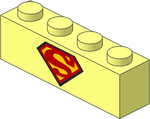 Brick  1 x  4 with Superman Logo with Black Border Pattern