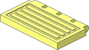 Hinge Tile  2 x  4 with Ribs with White Train Logo Sticker on Bottom