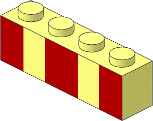 Brick  1 x  4 with  3 Red Vertical Stripes Pattern
