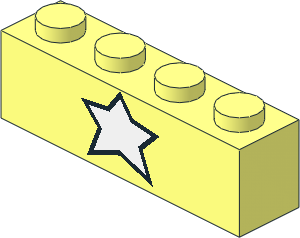 Brick  1 x  4 with Black Outlined White Star Pattern