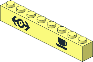 Brick  1 x  8 with Black Train Logo and Coffee Cup Sticker