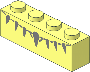 Brick  1 x  4 with Metallic Silver Claw Necklace Pattern