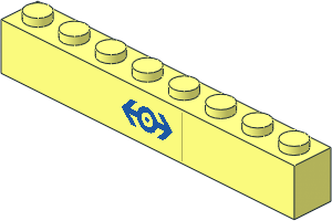 Brick  1 x  8 with Blue Train Logo Sticker