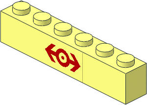 Brick  1 x  6 with Red Train Logo Sticker