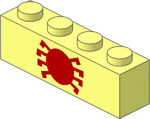 Brick  1 x  4 with Red Spider Pattern