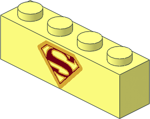 Brick  1 x  4 with Supergirl Logo Pattern