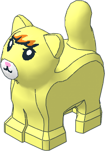 Animal Kitten Standing with Orange Fur, White Muzzle, Bright Pink Nose, and Black Mouth and Eyes with White Pupils Pattern