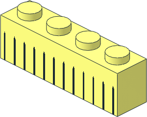 Brick  1 x  4 with 12 Black Pointed Lines Pattern