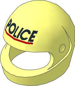 Minifig Helmet Standard with Black 'POLICE' and Red Line Pattern