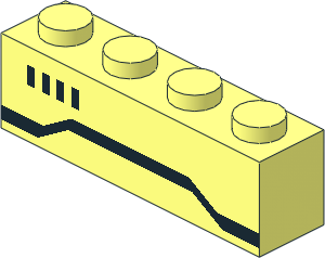 Brick  1 x  4 with  4 Black Squares and Black Stripe Pattern