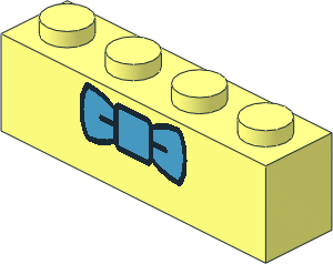 Brick  1 x  4 with Dark Azure Bow Tie Pattern