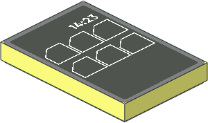 Tile  2 x  3 with Silver Border, White Menu Icons and "14:23" on Dark Silver Background Pattern