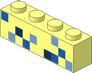 Brick  1 x  4 with  2 Dark Blue Squares,  4 Blue Squares and  4 Medium Blue Squares Pattern