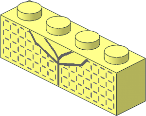 Brick  1 x  4 with Dark Bluish Grey Collar and Metallic Silver Grid Pattern