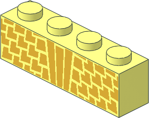 Brick  1 x  4 with Metallic Gold Scales Pattern