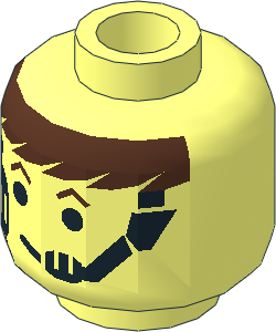 Minifig Head with Headset Over Brown Hair and Eyebrows Pattern