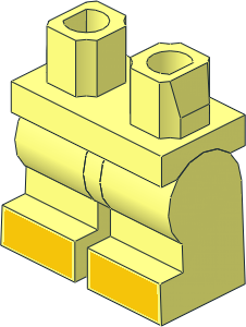 Minifig Hips and Legs Medium with Yellow Shoe Tip Pattern