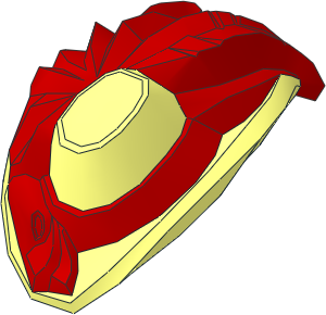 Minifig Hat with Small Pin, Women's Fedora with Large Red Bow and Red Feather Pattern