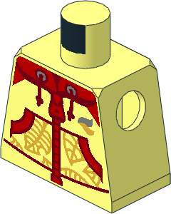 Minifig Torso with Hoodie with Red Pockets and Hood and Gold Leaves Pattern