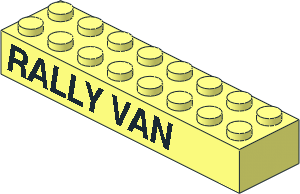 Brick  2 x  8 with "RALLY VAN" Left Sticker
