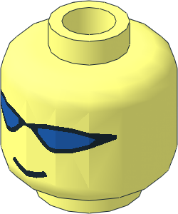 Minifig Head with Blue Sunglasses Pattern