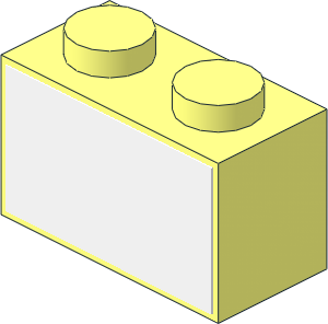 Brick  1 x  2 without Centre Stud with White Sticker