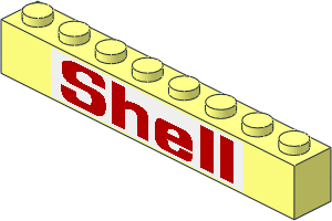 Brick  1 x  8 with "Shell" Sticker
