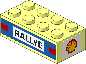 Brick  2 x  4 with "RALLYE", Taillights and Shell Logo 1971 Stickers