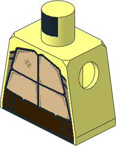 Minifig Torso with Tan and Dark Tan Turtle Shell and Dark Brown Belt Pattern