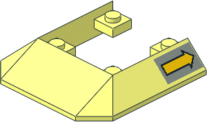 Slope Brick 33/45  6 x  6 with  4 x  4 Cutout with Yellow Arrow Stickers