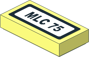 Tile  1 x  2 with Black "MLC 75" and Black Border Sticker