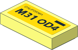 Tile  1 x  2 with "M31 OD4" California License Plate Sticker