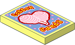 Tile  2 x  3 with Yellow "Cotton Candy" and Pink Cotton Candies on Medium Blue Background Sticker