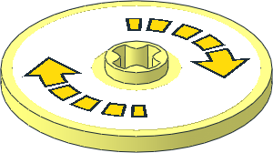 Technic Disc  3 x  3 with Axlehole with  2 Yellow Segmented Arrows Sticker