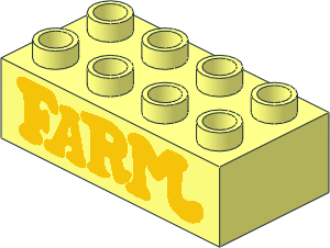 Duplo Brick  2 x  4 with Yellow "FARM" Pattern