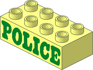 Duplo Brick  2 x  4 with Green "POLICE" Pattern