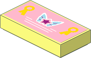 Tile  1 x  2 with Magenta Star on Butterfly Wings and 2 Yellow Award Ribbons Sticker