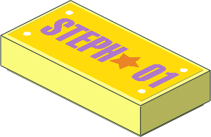 Tile  1 x  2 with Orange Star and Medium Lavender "STEPH 01" Sticker