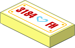 Tile  1 x  2 with Medium Azure Heart and "3184 FH" License Plate Sticker