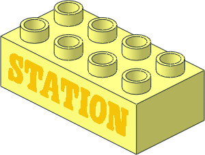 Duplo Brick  2 x  4 with Yellow "STATION" Pattern