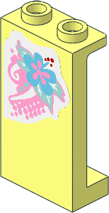 Panel  1 x  2 x  3 Reinforced with Bright Pink and Medium Azure Flower Sticker