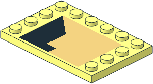 Plate 4 x 6 with 12 Studs on Three Edges with Black and Chrome Gold Areas Sticker
