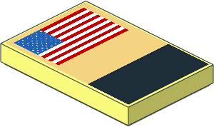 Tile  2 x  3 with United States of America Flag, Black and Chrome Gold Rectangles Sticker